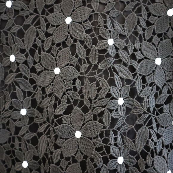 Milly 99YD99 Women's Sz 10 Black Yasmin Daisy Lace Ruffle Hem Mini Dress - Picture 8 of 15